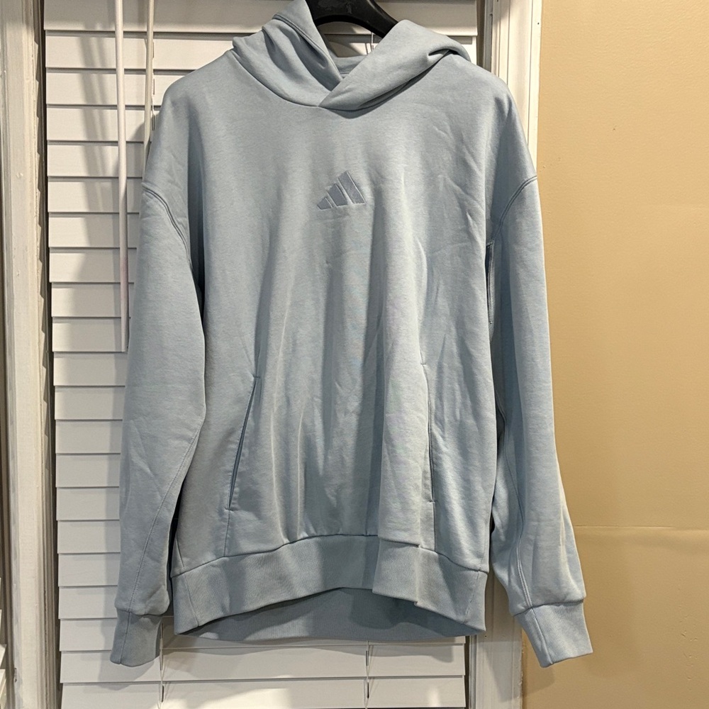 Adidas Men's Light Blue Pullover Hoodie